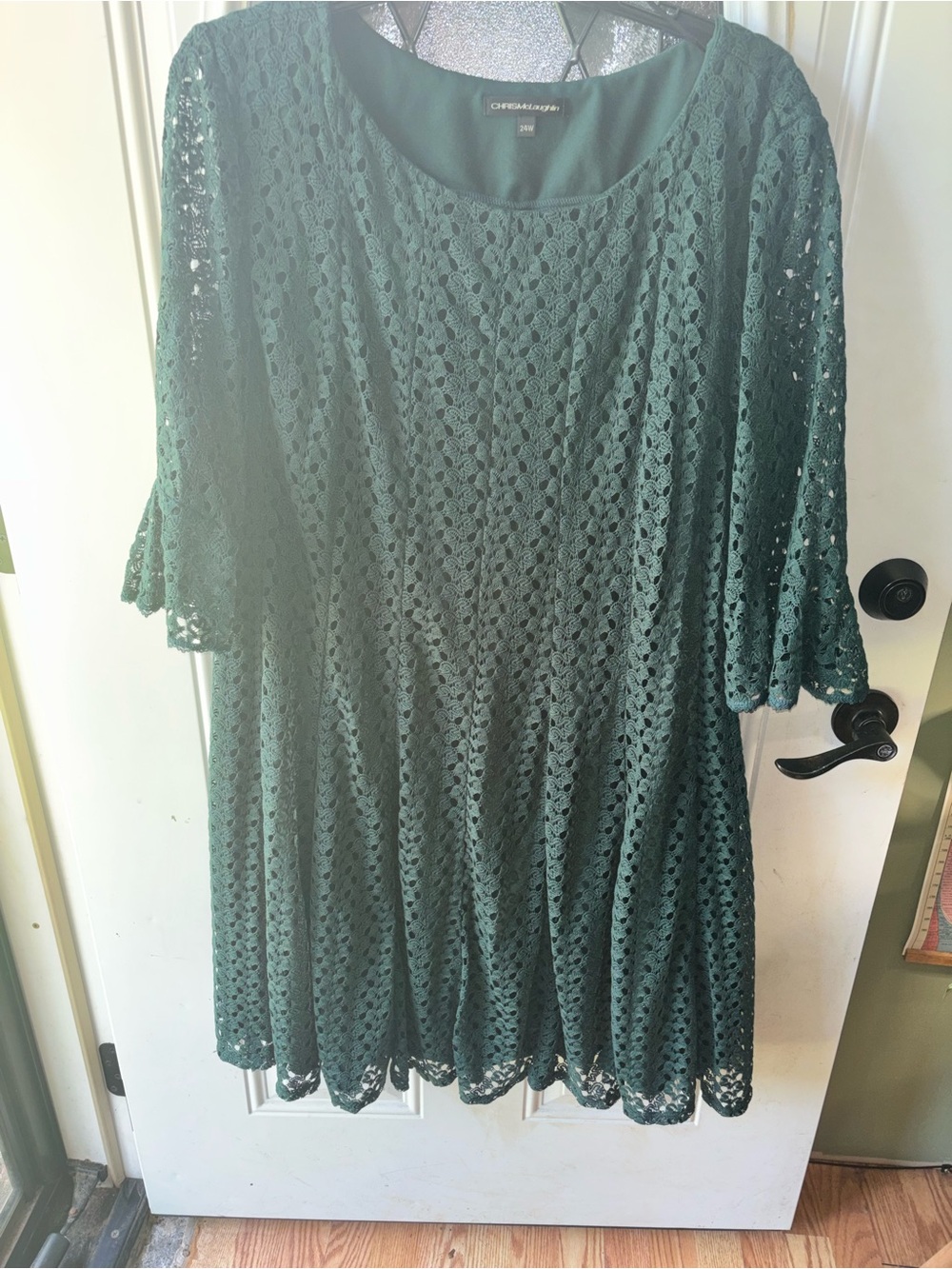 CHRIS McLaughlin Dark Green Crochet Lace Shell Top